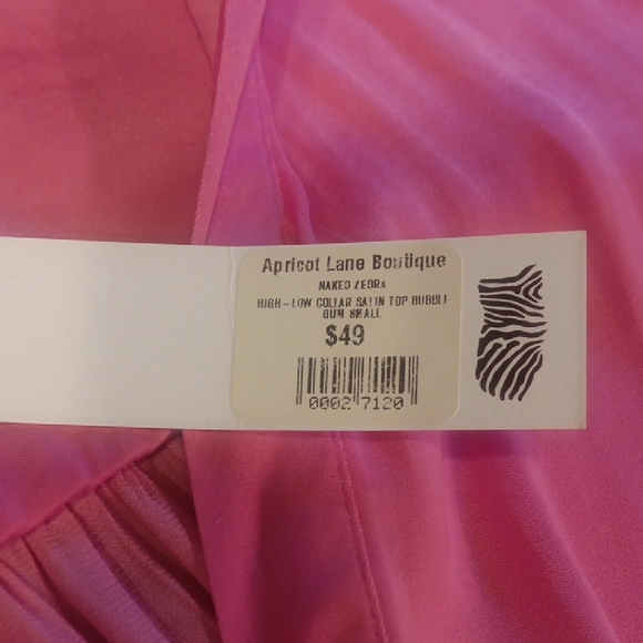 Naked Zebra Bubble Gum Punk High-low Collared Satin Blouse - Small - Picture 8 of 12